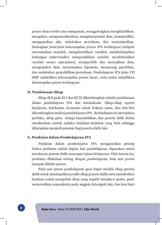 Buku Pegangan Guru IPA SMP/MTs Kelas 7 Kurikulum 2013 Buku Pegangan Guru IPA SMP/MTs Kelas 7 Kurikulum 2013