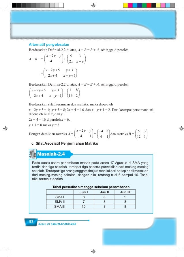 Buku Pegangan Siswa Matematika Sma Kelas 11 Semester 1 Kurikulum 2013 Buku Pegangan Siswa Matematika Sma Kelas 11 Semester 1 Kurikulum 2013
