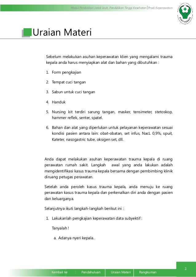 Asuhan keperawatan trauma kepala