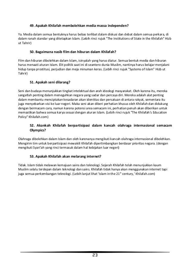 Buku 100 Pertanyaan Top Seputar Khilafah