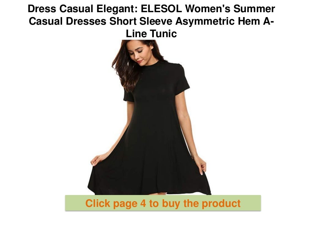 Dress Casual Elegant ELESOL women's Summer Casual Dresses Short Sleeve Asymmetric Hem ALine