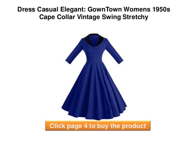 Dress Casual Elegant : GownTown Womens 1950s Cape Collar Vintage Swin…