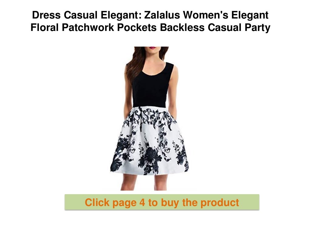 Dress Casual Elegant Zalalus women's Elegant Floral Patchwork Pockets Backless Casual Party