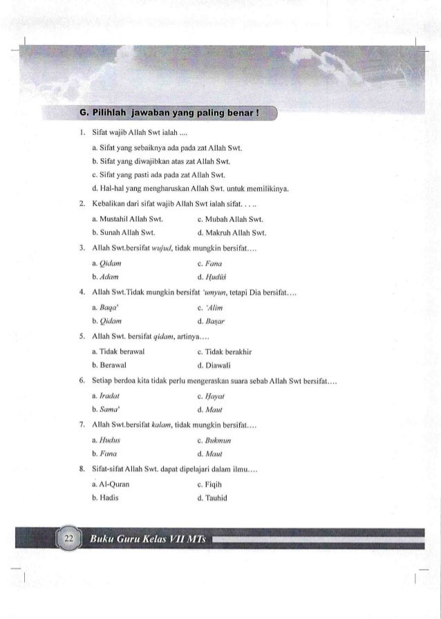 Soal Uts Aqidah Akhlak Kelas 7 Semester 1 Dengan