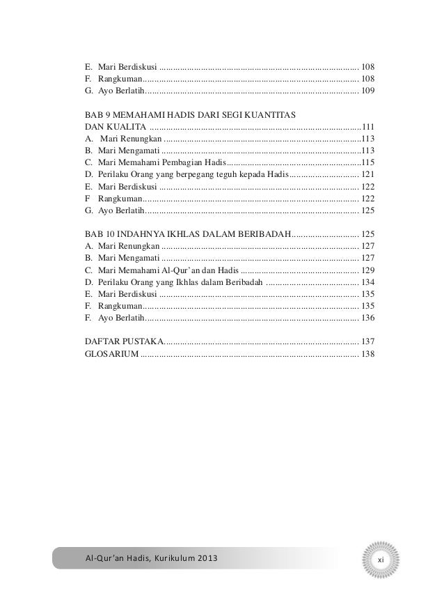 Buku Alquran Hadis Ma 10 Siswa