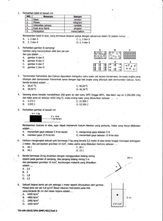 1. Perhatikan tabeldi bawah inil
NO. Besaran Sal
I Gaya newton
,2,
Massa kilooram W
3. Intensitas cahava candela i V
4, Ku...