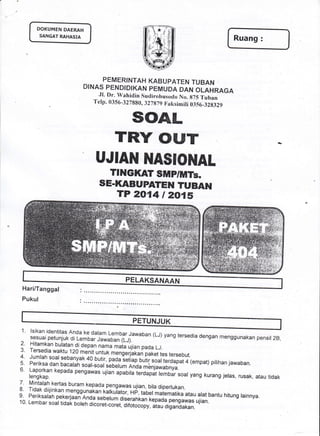 DOKUMEN DAERAH
SANGAT MHASIA Ruang :
PEMERINTAH KABUPATEN TUBAN
DINAS PENDIDIKAN PEMUPE OEru OLAHRAGA
.Il. Dr. Wahidin Sud...