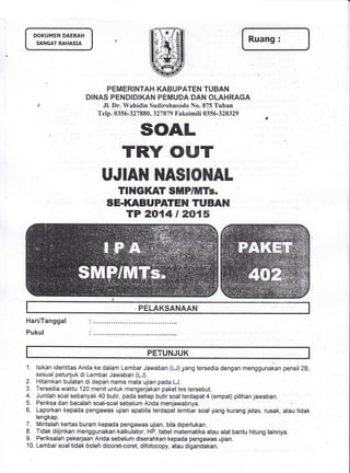 F-;.
t"IT
i
 larna
Ye^r
=. | 1qryq A -t4 .
DOKUMEN DAERAH
SANGAT RAHASIA
Ruang :
PEMERINTAH KABUPATEN TUBAN
DTNAS PENDIDIK...