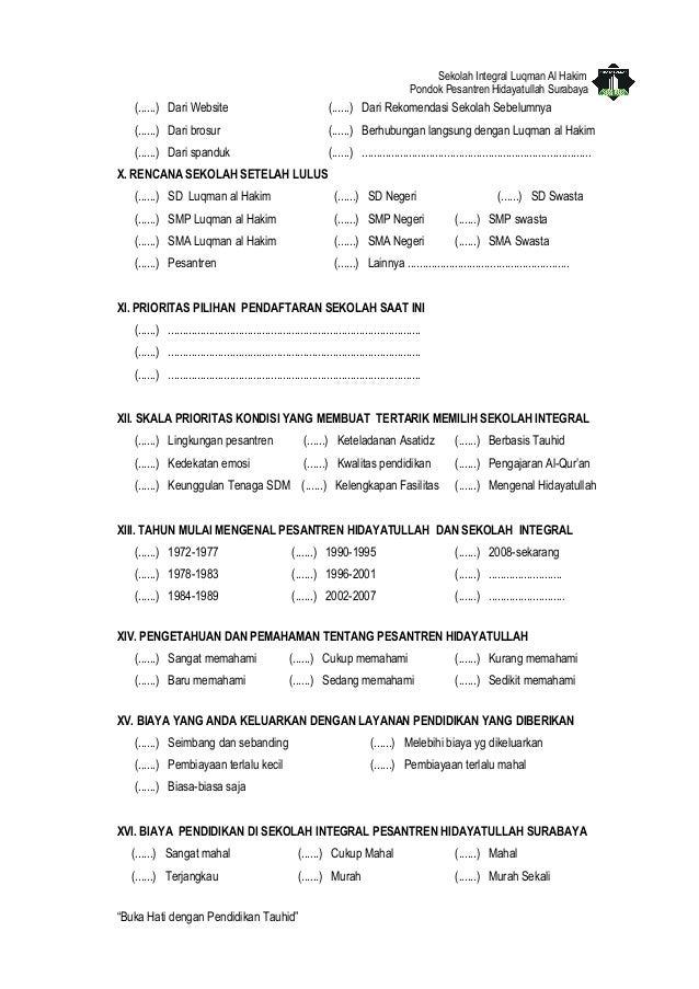Buku Data Santri Pesantren Hidayatullah Surabaya