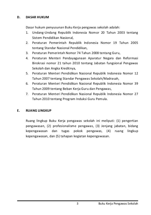 Buku Kerja Pengawas Sekolah