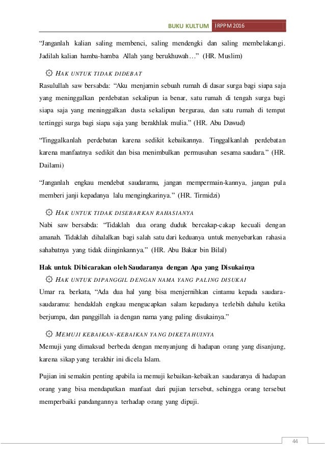 Buku Panduan Kultum Ikatan Remaja Putri Plosokuning Minomartani Irpp