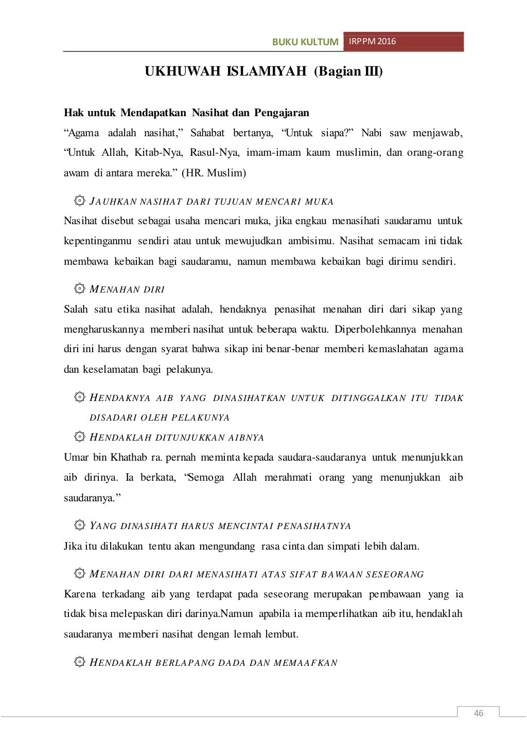 Buku Panduan KULTUM Ikatan Remaja Putri Plosokuning