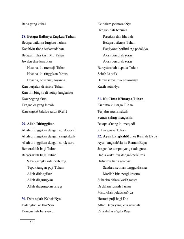 Not Angka Lagu Bapa Yang Kekal Kumpulan Not Lagu