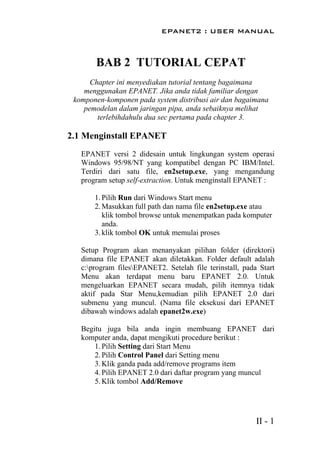 Buku Manual Program EPANET Versi Bahasa Indonesia | PDF