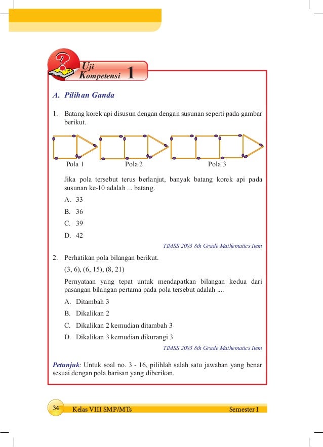 Uji Kompetensi 1 Matematika Kelas 8 Revisi Sekolah