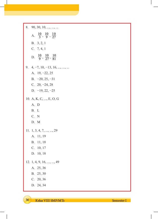 Buku Matematika Semester 1 Siswa Kelas 8 K 13 Rev