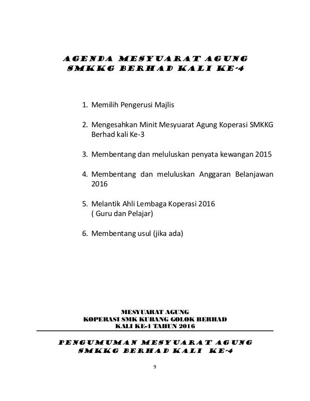 Buku mesyuarat agong koop smk kubang golok ke 4 tahun 2016