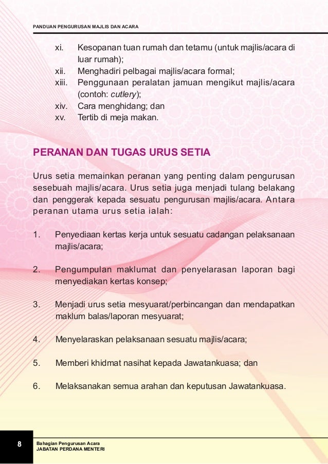 Panduan Pengurusan Majlis Rasmi