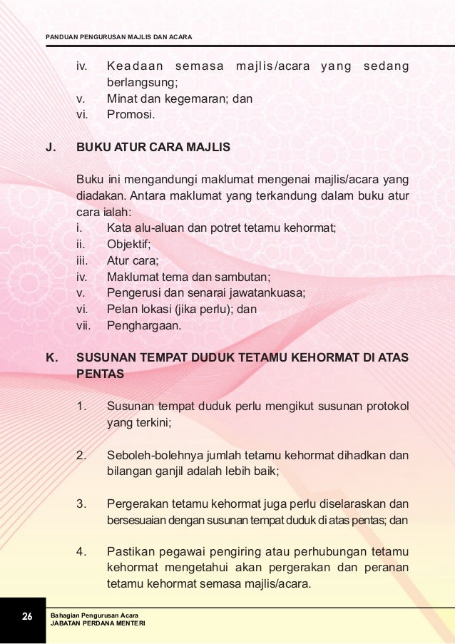 Panduan Pengurusan Majlis Rasmi