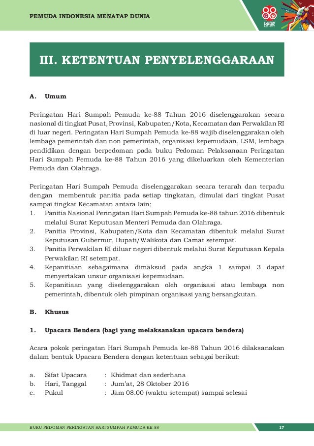 Buku panduan Hari Sumpah Pemuda Ke 88