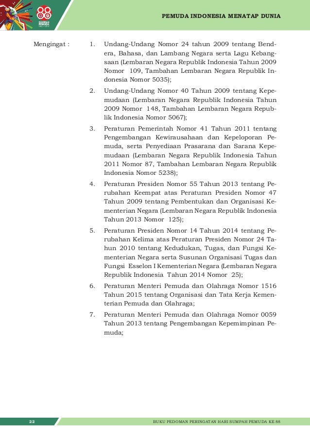 Buku panduan Hari Sumpah Pemuda Ke 88