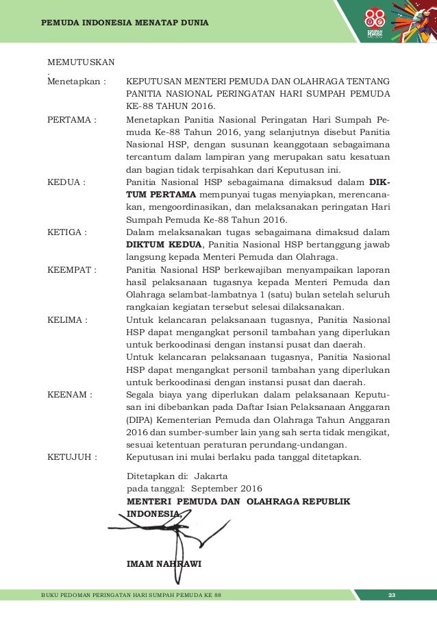 Buku panduan Hari Sumpah Pemuda Ke 88