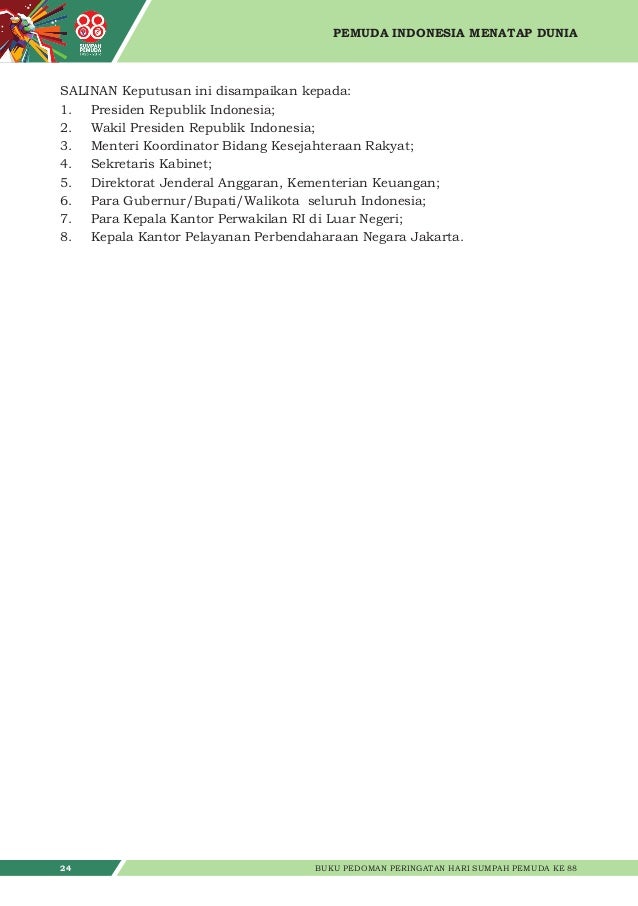 Buku panduan Hari Sumpah Pemuda Ke 88