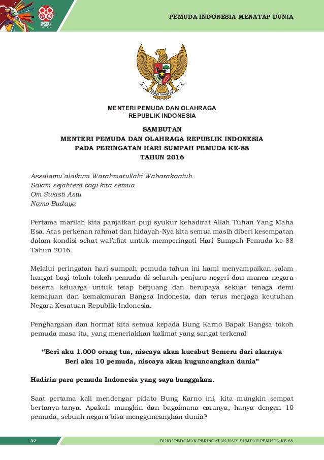 Buku panduan Hari Sumpah Pemuda Ke 88 Buku panduan Hari Sumpah Pemuda Ke 88