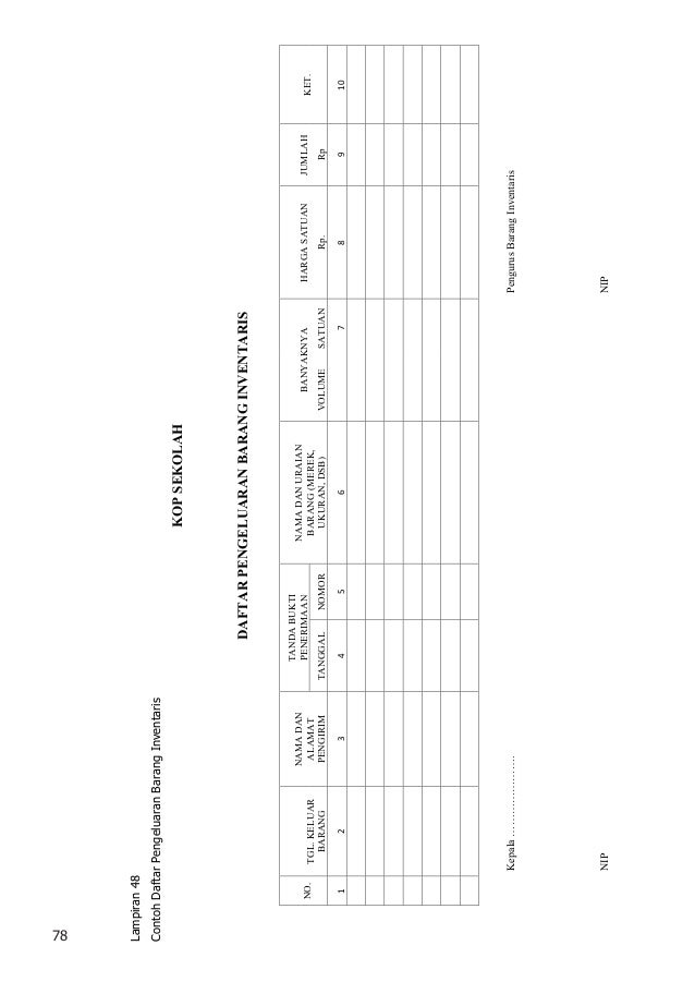 Contoh Pengisian Buku Induk Barang Inventaris Temukan Contoh