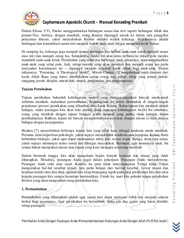 Buku Panduan Konseling Pranikah Gbi Caphernaum Apostolic
