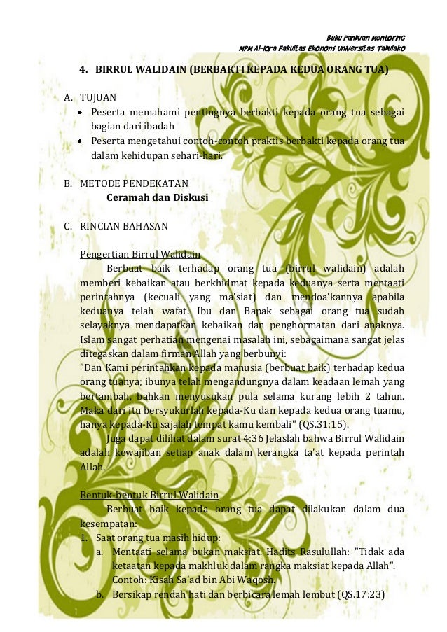 Buku Panduan Mentoring MPM Al-Iqra' FE-UNTAD