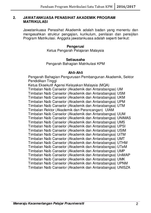 Buku Panduan Pelajar Kolej Matikulasi