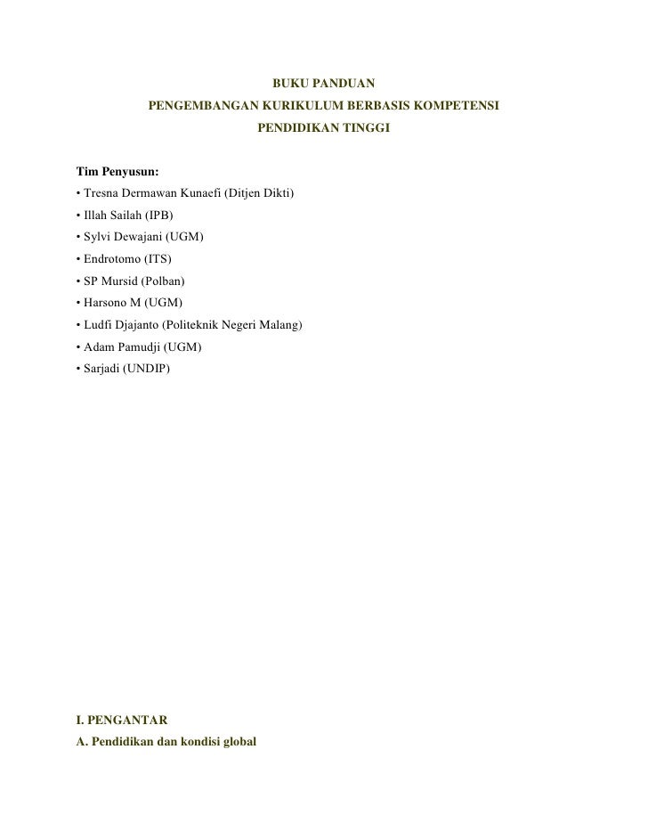 Buku Panduan Pengembangan Kurikulum Berbasis Kompetensi Pendidikan Ti