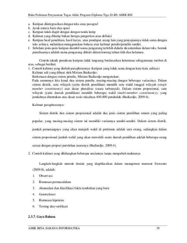 Buku panduan tugas akhir amik bsi 2014