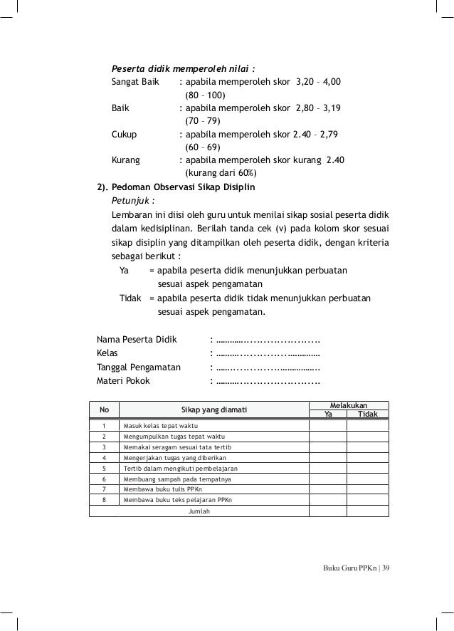 Contoh Lembar Cek Observasi - Gratis Omah