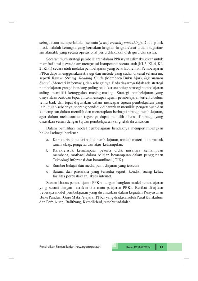 Buku pegangan guru ppkn smp kelas 9 kurikulum 2013
