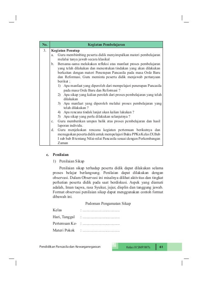 Buku pegangan guru ppkn smp kelas 9 kurikulum 2013