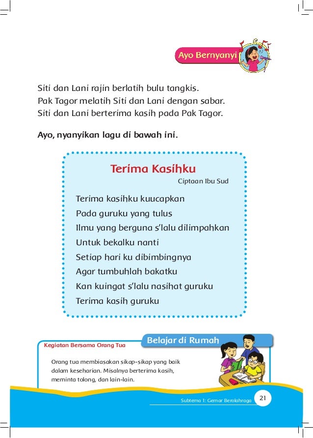 Buku Pegangan Siswa Sd Kelas 1 Tema 2 Kegemaranku