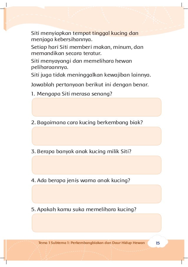 Buku Pegangan Siswa Sd Kelas 3 Tema 1 Perkembangbiakan Hewan