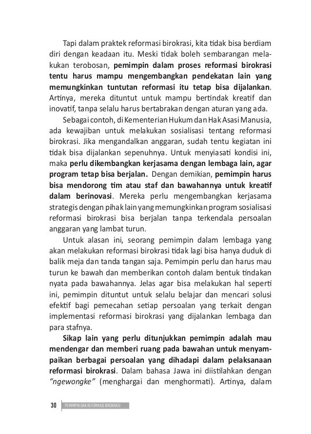 Buku pemimpin reformasi dan birokrasi