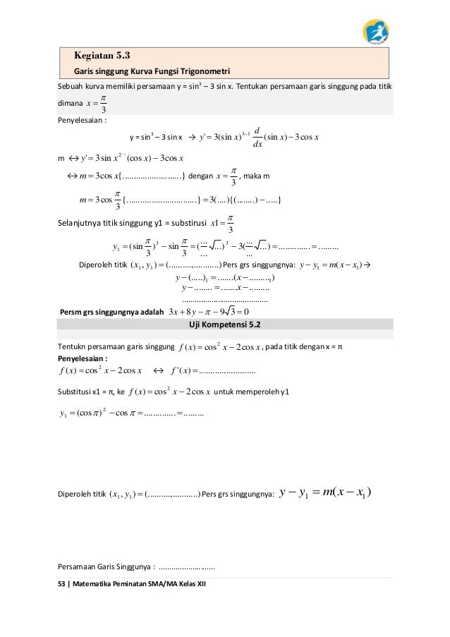 Contoh soal persamaan garis singgung