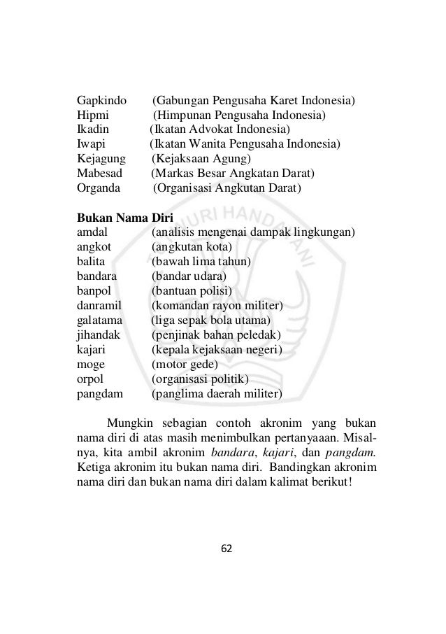 Contoh Kalimat Akronim Goreng