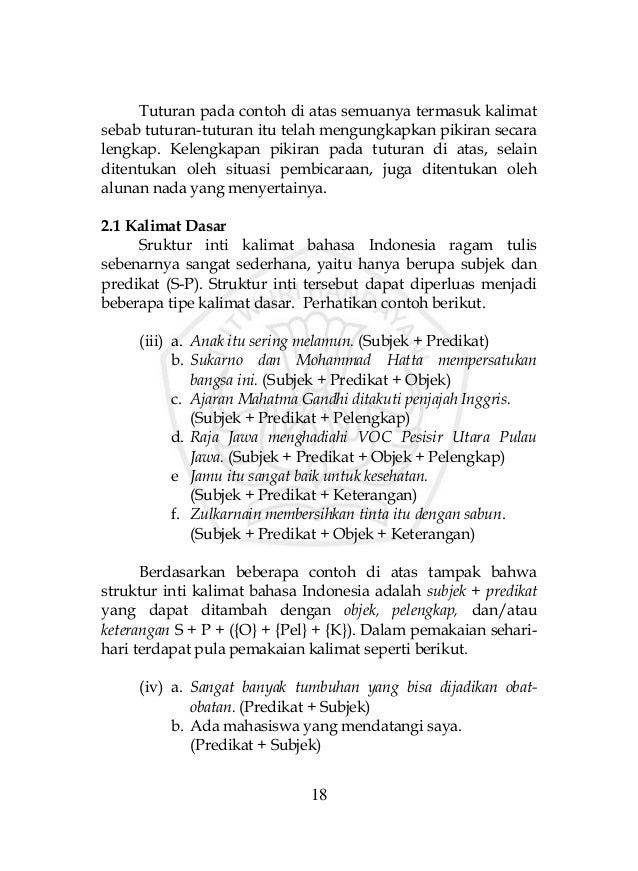 Pengertian Subjek Predikat Objek Dalam Bahasa Indonesia لم