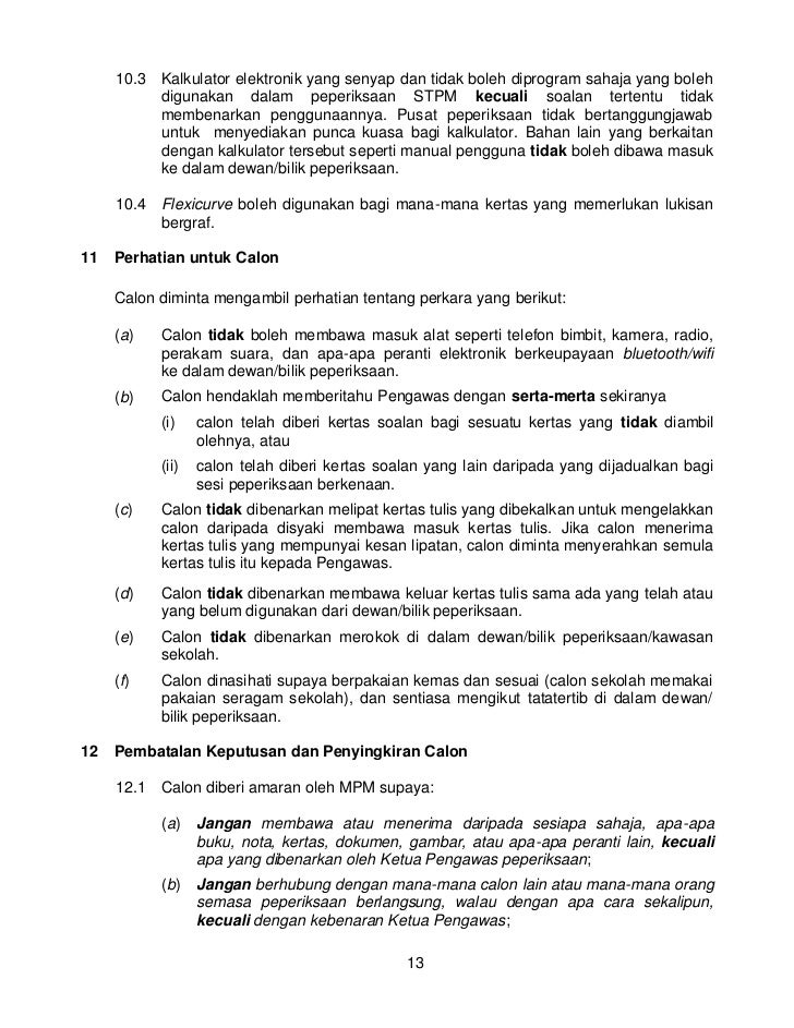 Buku peraturan dan skema peperiksaan baharu stpm 2012 13 