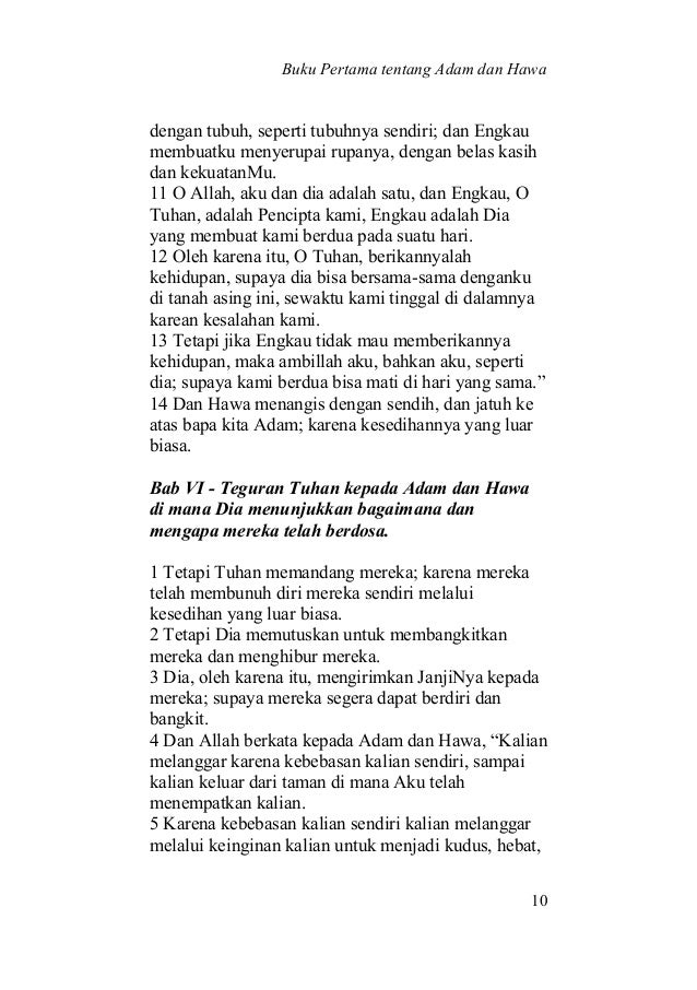 Forgotten Books of Eden: Kitab Adam dan Hawa
