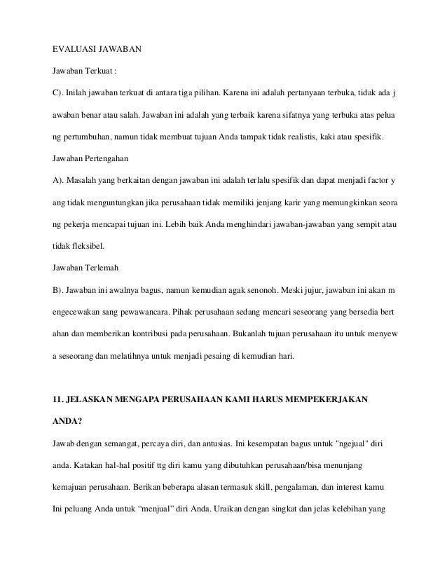 Buku Pertanyaan Yang Paling Sering Diajukan Saat Wawancara Dan Jawaba