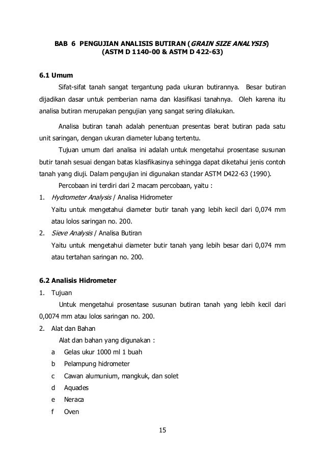 Buku petunjuk praktikum mekanika tanah
