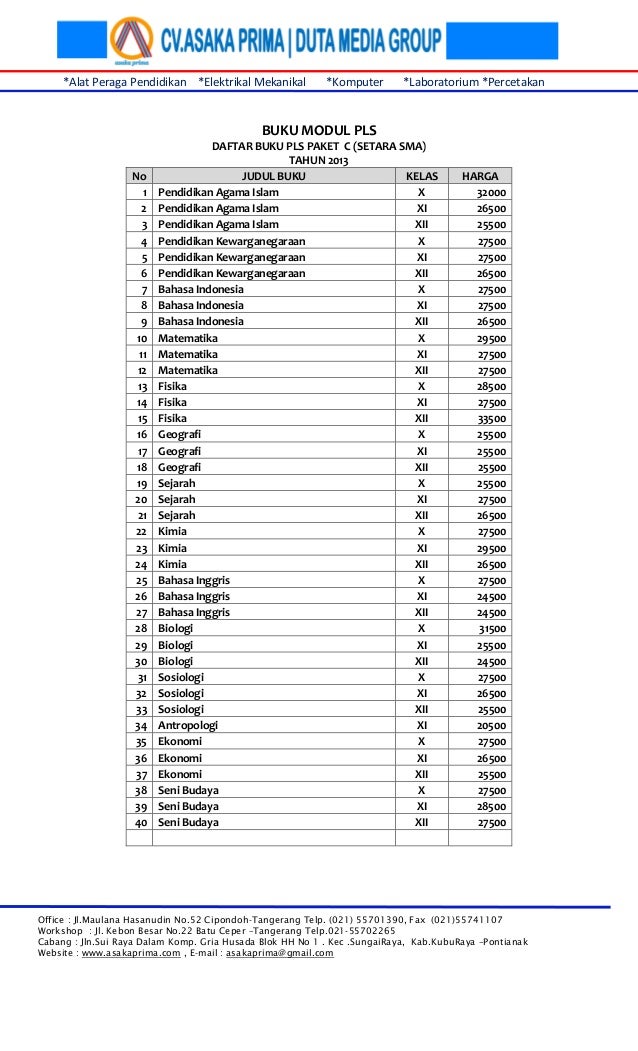 Buku Modul PLS,Buku Pendidikan Luar Sekolah,PKBM,PLS,jual 