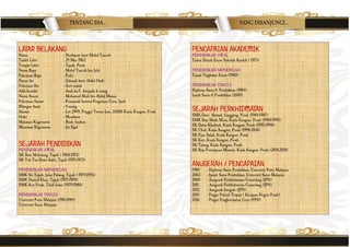 LATAR BELAKANG
Nama : Norhayati binti Mohd Yaacob
Tarikh Lahir : 25 Mac 1962
Tempat Lahir : Tapah, Perak
Nama Bapa : Mohd Yaacob bin Jalal
Pekerjaan Bapa : Polis
Nama ibu : Zaharah binti Abdul Hadi
Pekerjaan Ibu : Suri rumah
Adik-beradik : Anak ke-5 daripada 6 orang
Nama Suami : Mohamed Shah bin Abdul Manan
Pekerjaan Suami : Pensyarah Institut Perguruan Guru, Ipoh
Bilangan Anak : 4 orang
Alamat : Lot 2449, Pinggir Taman Jasa, 33000 Kuala Kangsar, Perak
Hobi : Membaca
Makanan Kegemaran : Buah- buahan
Minuman Kegemaran : Jus Epal
SEJARAH PENDIDIKAN
PENDIDIKAN AWAL
SK Batu Melintang, Tapah ( 1968-1970)
SK Toh Tan Dewa Sakti, Tapah (1971-1973)
PENDIDIKAN MENENGAH
SMK Sri Tapah, Jalan Pahang, Tapah ( 1974-1976)
SMK Hamid Khan, Tapah (1977-1978)
SMK Seri Perak, Teluk Intan (1979-1980)
PENDIDIKAN TINGGI
Universiti Putra Malaysia (1981-1984)
Universiti Sains Malaysia
TENTANG DIA...
PENCAPAIAN AKADEMIK
PENDIDIKAN AWAL
Tamat Darjah Enam Sekolah Rendah ( 1973)
PENDIDIKAN MENENGAH
Tamat Tingkatan Enam (1980)
PENDIDIKAN TINGGI
Diploma Sains & Pendidikan (1984)
Ijazah Sains & Pendidikan (2005)
SEJARAH PERKHIDMATAN
SMK Dato’ Ahmad, Lenggong, Perak (1984-1987)
SMK Raja Muda Musa, Kuala Kangsar, Perak (1988-1995)
SK Datin Khadijah, Kuala Kangsar, Perak (1995-1998)
SK Cheh, Kuala Kangsar, Perak (1998-2001)
SK Paya Salak, Kuala Kangsar, Perak
SK Kati, Kuala Kangsar, Perak
SK Talang, Kuala Kangsar, Perak
SK Raja Perempuan Muzwin, Kuala Kangsar, Perak (2014-2018)
ANUGERAH / PENCAPAIAN
1984 - Diploma Sains Pendidikan, Universiti Putra Malaysia
2003 - Ijazah Sains Pendidikan, Universiti Sains Malaysia
2004 - Anugerah Perkhidmatan Cemerlang (JPN)
2011 - Anugerah Perkhidmatan Cemerlang (JPN)
2013 - Anugerah Integriti (JPN)
2014 - Pingat Pekerti Terpuji ( Kerajaan Negeri Perak)
2016 - Pingat Penghormatan Guru (PPD)
YANG DISANJUNGI...
 