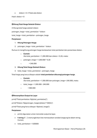 Pemrograman Dasar Python Dari Dasar Sampai bisa | PDF